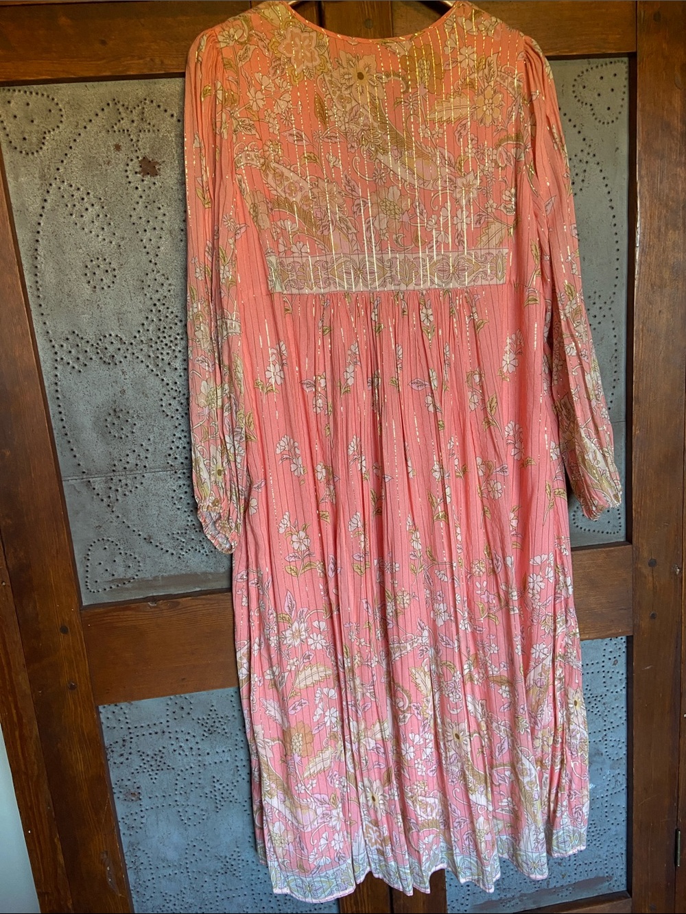 NWOT Spell & the Gypsy Hendrix Pink Gold Metallic Boho Flowy Dress Size M - Picture 6 of 9